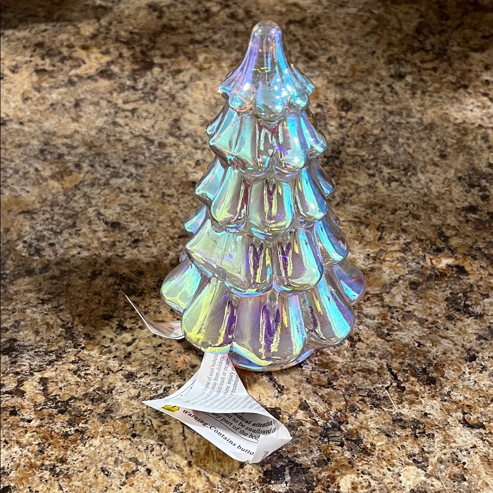 Light Up Iridescent Glass Christmas Tree